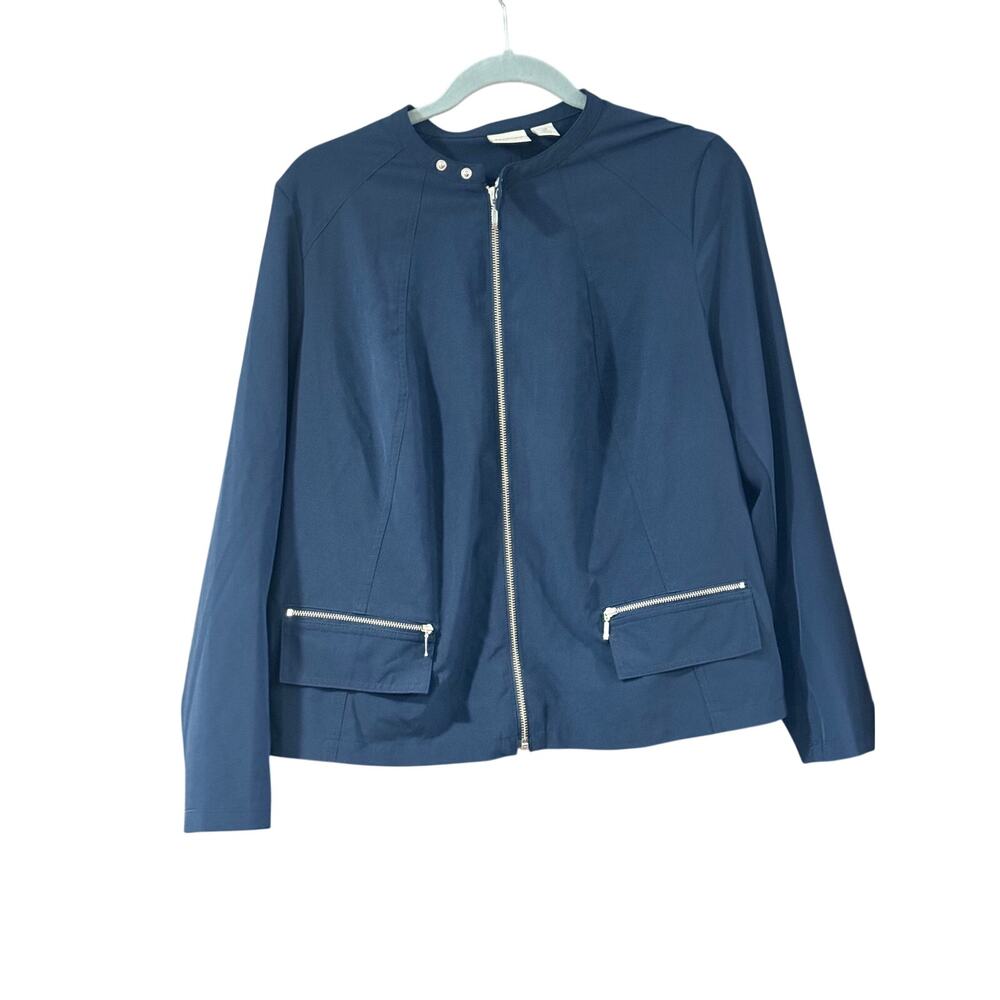 Zenergy by Chico’s Women’s Navy Zip Front Lightweight Jacket Size 2 (Large)